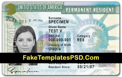 Fake Green Card Template
